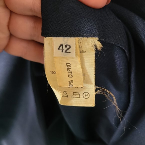 Basile Made In Italy Size 42 100% Virgin Wool Navy One Button Blazer Double Vent - Picture 8 of 14